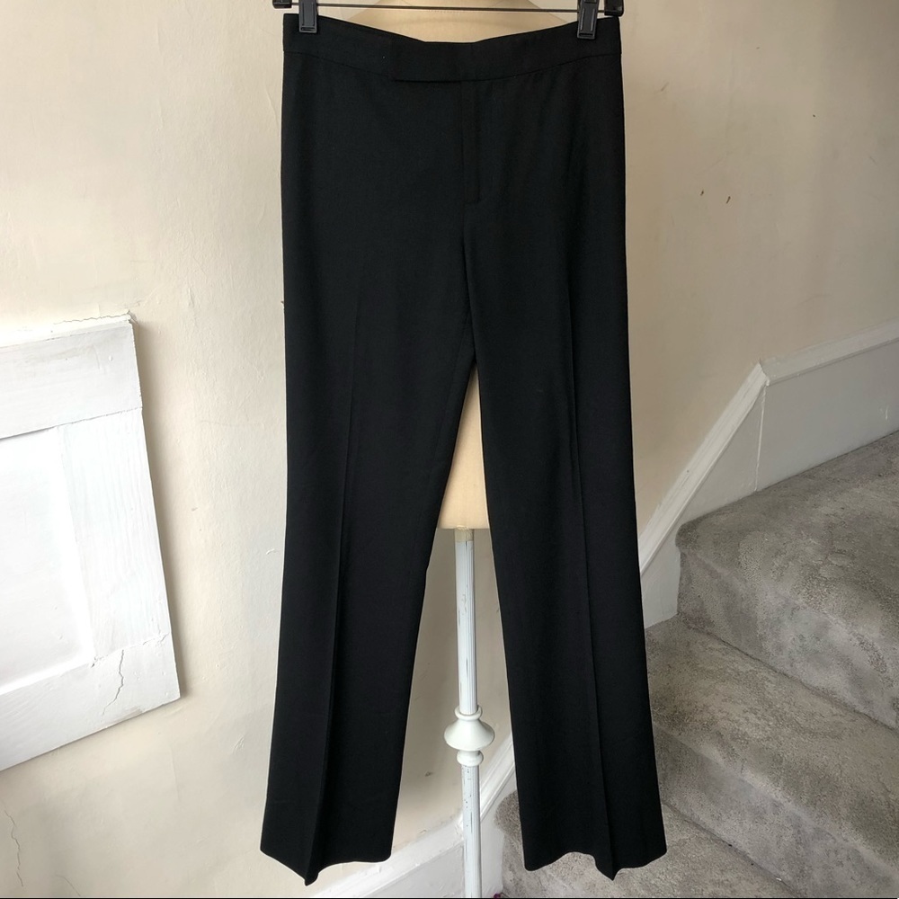 Ralph Lauren Black Label Stretch Wool Black Dress Pant Mid Rise Trousers Size 2